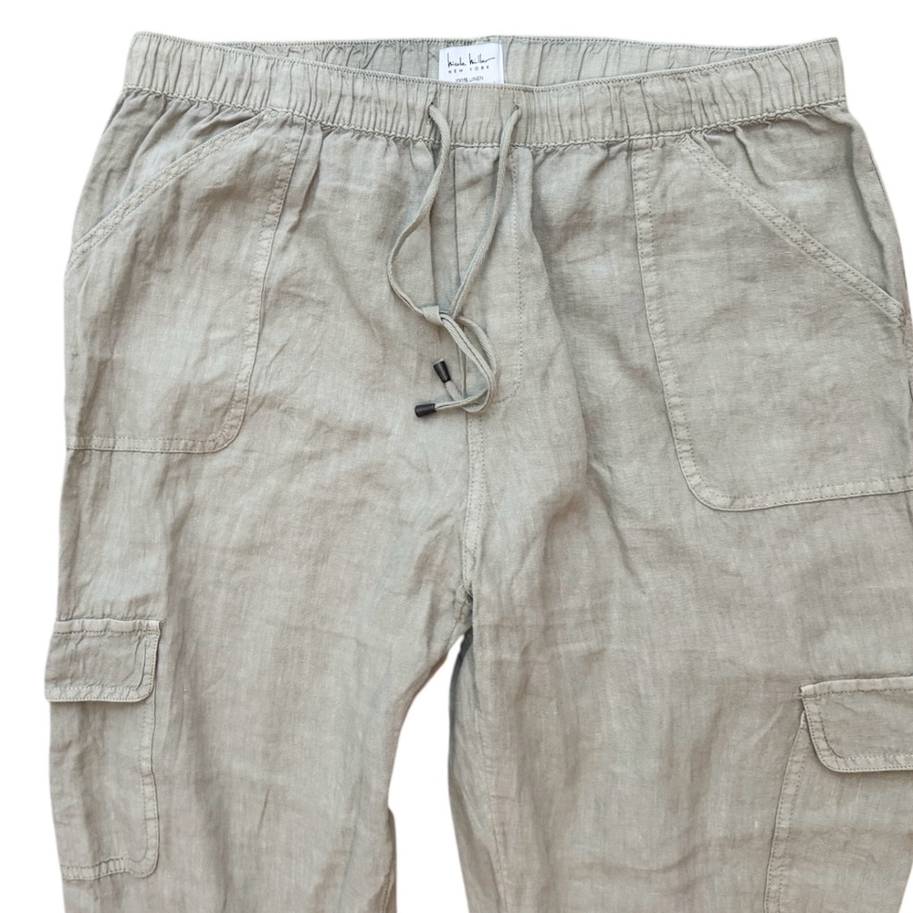 Nicole Miller Pale Green Linen Cargo Pants Size XL EUC